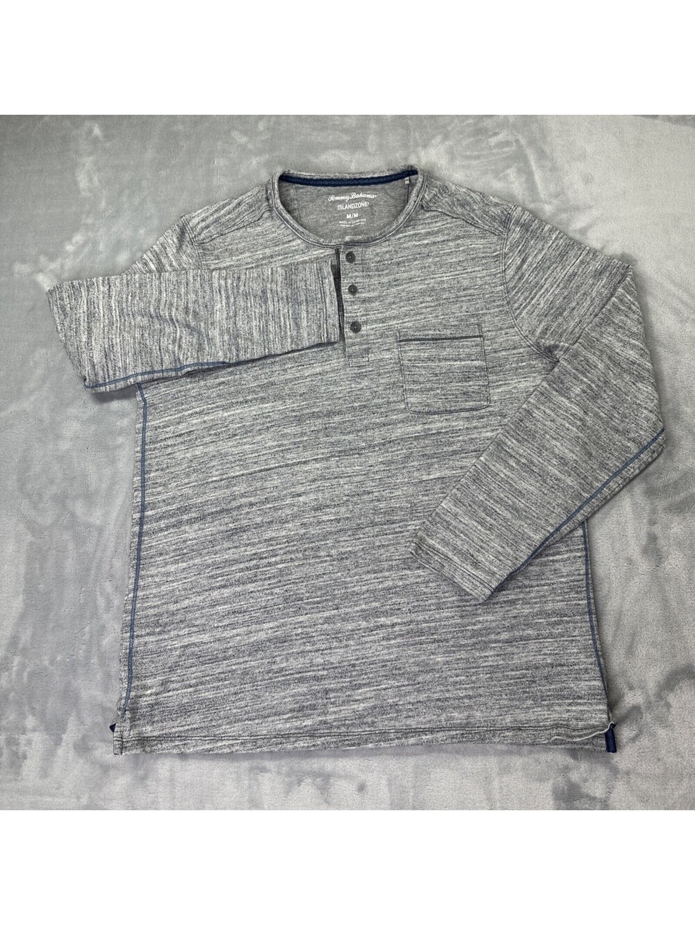 Tommy Bahama Pullover Grey Blue Ribbing Long Sleeve Island Zone Medium Soft